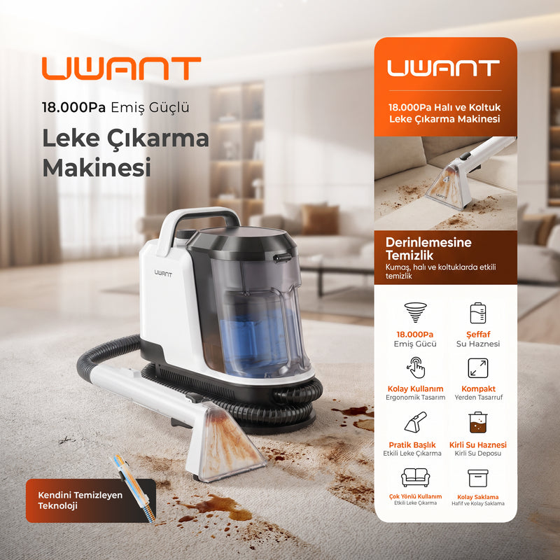 UWANT Y100 Halı Koltuk Yıkama ve Leke Çıkarma Makinesi