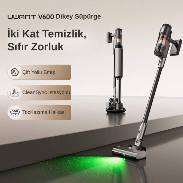 UWANT V600 Kendini Temizleme Özellikli Kablosuz Şarjlı Dik Süpürge