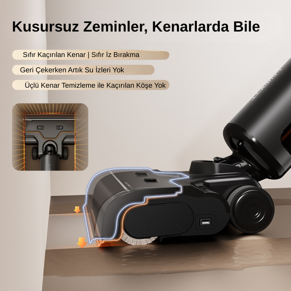 UWANT D800 Pro Islak & Kuru Otomatik Dikey Süpürge Gri
