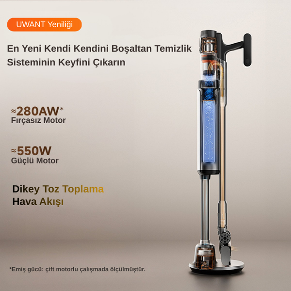 UWANT V600 Kendini Temizleme Özellikli Kablosuz Şarjlı Dik Süpürge