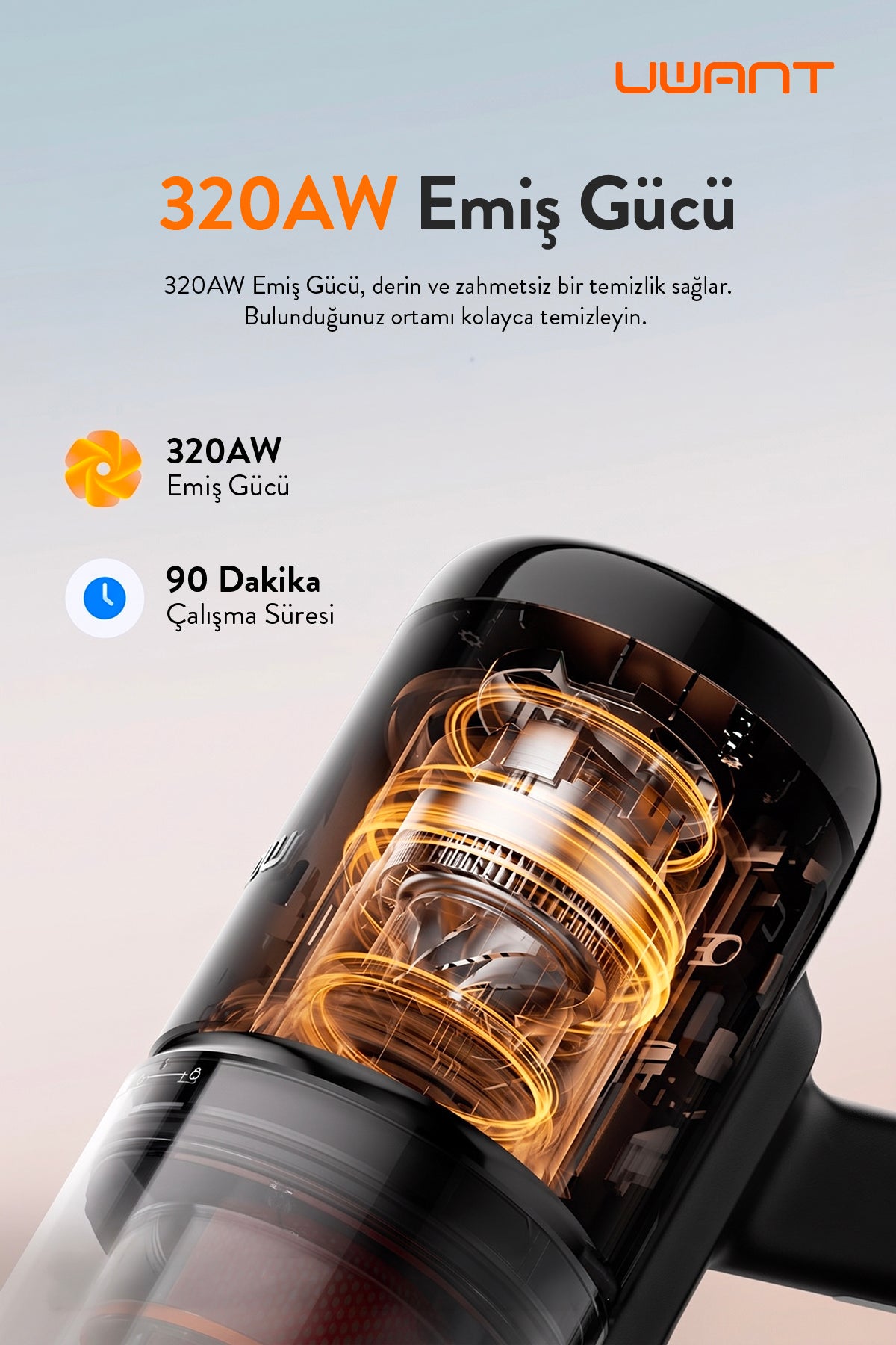 UWANT V800 Kendini Temizleme Sistemli Şarjlı Dik Süpürge