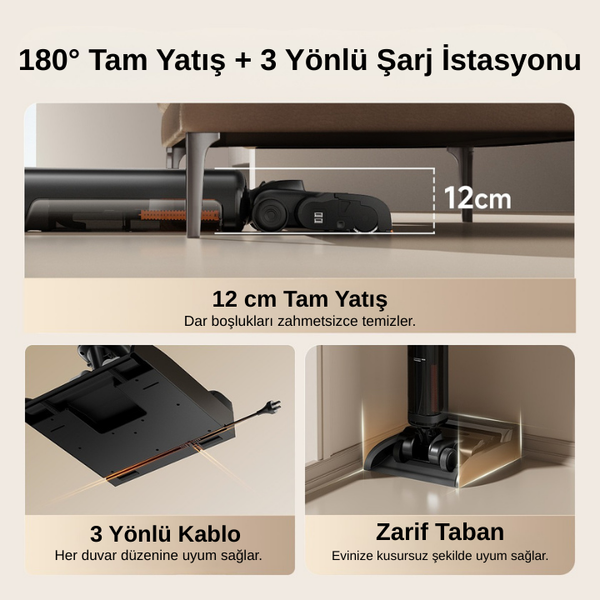 UWANT D800 Pro Islak & Kuru Otomatik Dikey Süpürge Gri