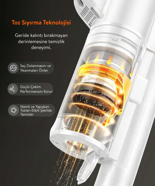 UWANT V500 Kendini Temizleme Sistemli Şarjlı Dik Süpürge Beyaz