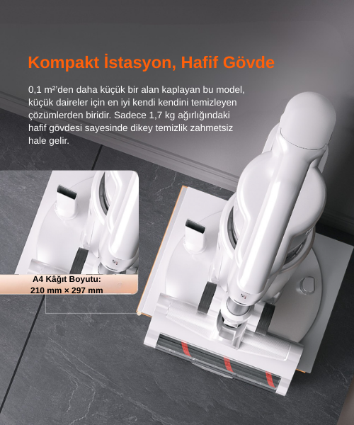 UWANT V500 Kendini Temizleme Sistemli Şarjlı Dik Süpürge Beyaz