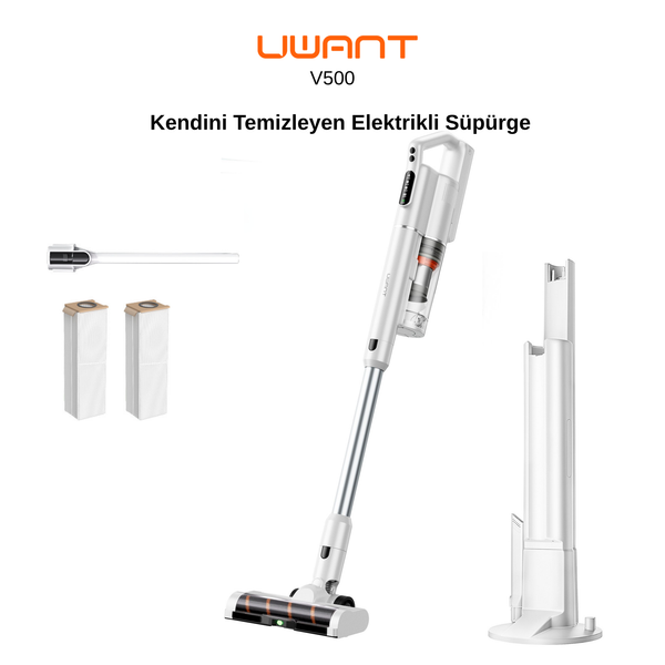 UWANT V500 Kendini Temizleme Sistemli Şarjlı Dik Süpürge Beyaz